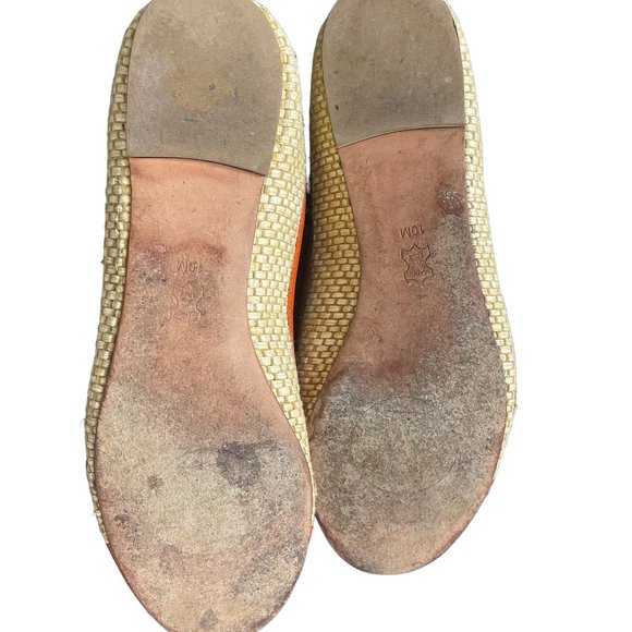 Tory Burch Flats, orange leather & woven rattan, Size 10 - Picture 6 of 6